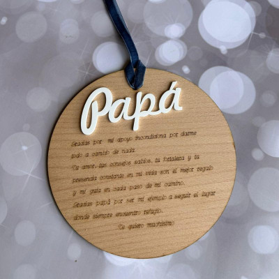 Placa personalizada de 19 cm en madera de   haya  de 4 mm. Papá