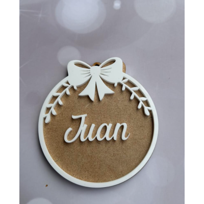 Bola de Navidad Personalizada en DM y Metacrilato Blanco 10 cm