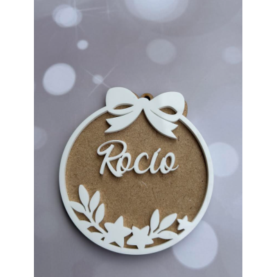 Bola de Navidad Personalizada en DM y Metacrilato Blanco 10 cm