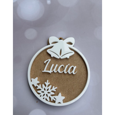 Bola de Navidad Personalizada en DM y Metacrilato Blanco 10 cm