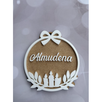 Bola de Navidad Personalizada en DM y Metacrilato Blanco 10 cm