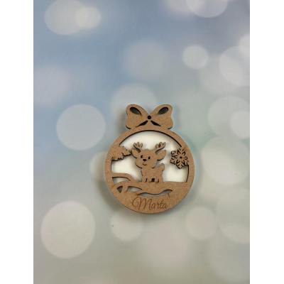 Bola de Navidad Personalizada en DM y Metacrilato Blanco 10 cm