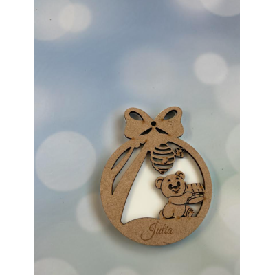Bola de Navidad Personalizada en DM y Metacrilato Blanco 10 cm
