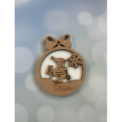 Bola de Navidad Personalizada en DM y Metacrilato Blanco 10 cm