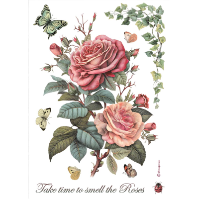 Rosa grande Papel de Arroz A4- Stamperia