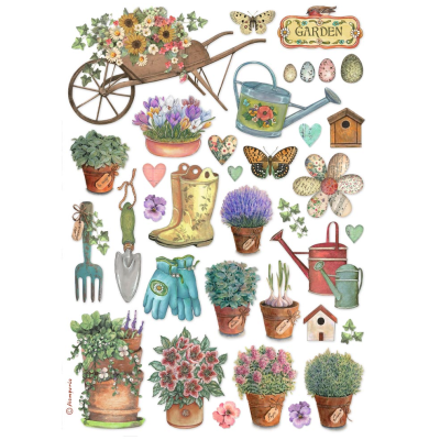 Herramientas de jardineria Papel de Arroz A4- Stamperia