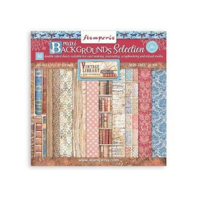Vintage Library Maxi Backgrounds Selection 30x30 cm - Stamperia